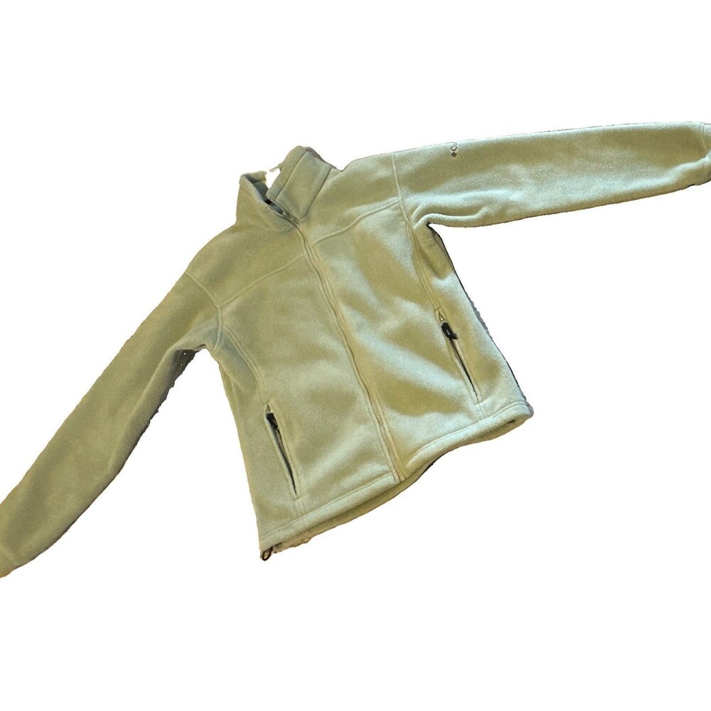 Columbia Womens Medium Full Zip Fleece Jacket Green Mock Neck Zip Pockets